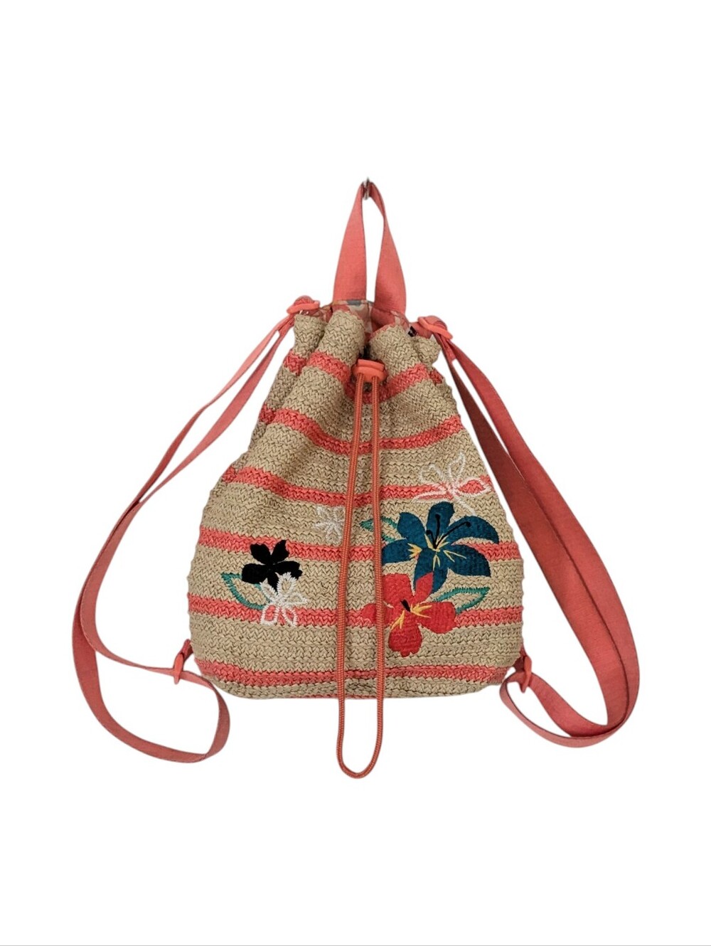 Vera Bradley Rain Forest Lily Coral Straws Backpack